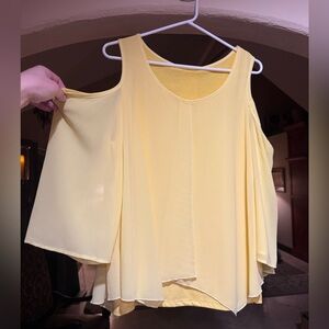 Yellow Women's Cold Shoulder Top